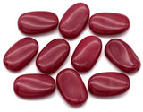 10pc 14x8mm Czech Pressed Glass Wavy Oval Beads, Opaque Dark Coral Red