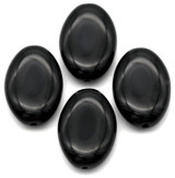 4pc 16x11mm Czech Pressed Glass Oval Bead, Jet