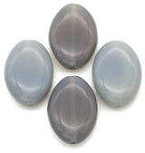 4pc 16x11mm Czech Pressed Glass Oval Bead, Gray Opal