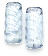 2pc 25x11mm Czech Pressed Glass Bumpy Rectangle Beads, Baby Blue Luster