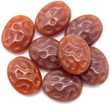 4pc 16x12mm Czech Pressed Glass Patterned Oval Beads, Carnelian Orange (See Photos for Variation)