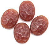 4pc 16x12mm Czech Pressed Glass Patterned Oval Beads, Carnelian Orange (See Photos for Variation)