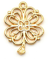 20x15mm 18k Gold-Plated Brass Filagree Style Clover Pendant