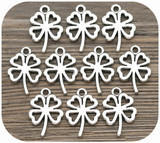 10pc 18x13mm Four-Leaf Clover Charms, Antique Silver