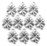 10pc 17x11mm Four-Leaf Clover Charms, Antique Silver