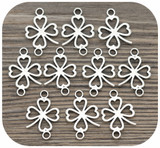 10pc 16x10mm 4-Leaf Clover Links, Antique Silver