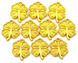 10pc 13x11mm Four-Leaf Clover Charms, Gold