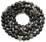 Approx. 15" Strand 4mm Black Tourmaline Round Beads