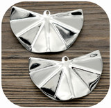 2pc 38x26mm Platinum-Plated Brass Wavy Fan Pendant