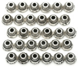 30pc 6.5x4mm Corrugated Bead Caps, Antique Silver