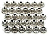 30pc 6.5x4mm Corrugated Bead Caps, Antique Silver