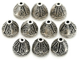 10pc 9x8mm Patterned Cone Bead Caps, Antique Silver
