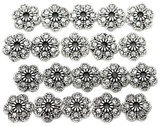 20pc 10mm Dotted Floral Bead Caps, Antique Silver