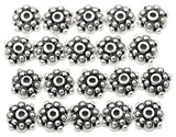 20pc 8mm Bumpy Dotted Bead Caps, Antique Silver