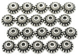 20pc 8mm Dotted & Swirled Round Bead Caps, Antique Silver
