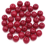 10-Gram Bag  of (About 35pc) 6mm Czech Pressed Glass Druk Round Beads, Opaque Dark Coral Red