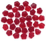 10-Gram Bag (About 32pc) 7x5mm Czech Pressed Glass Button-Style Bell Flower Beads, Transparent Ruby Red