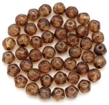 10-Grams (About 35pc) 6mm Czech Pressed Glass Star-Cut Beads, Crystal w/Picasso