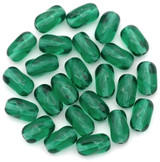Approx. 10-Gram Bag (Approx. 22pc) 9x6mm Czech Pressed Glass Twisted Oval Beads, Transparent Light Emerald