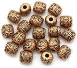 20pc 6x5mm Patterned Barrel Spacer Beads, Antique Copper