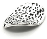 4pc 27x18mm Hammered-Style Flat Twisted Oval Spacer Beads, Antique Silver