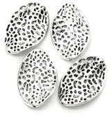 4pc 27x18mm Hammered-Style Flat Twisted Oval Spacer Beads, Antique Silver