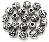 20pc 6mm Patterned Barrel Spacer Beads, Antique Silver