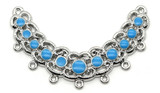 66x40mm Platinum-Plated Alloy & Enameled Chandelier Link, Deep Sky Blue