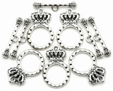 5 Sets 24x15mm (Bar: 25mm Long) Crown & Scepter Toggle Clasps, Antique Silver