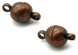2pc 11x6mm Brass Round Magnetic Clasps, Antique Copper