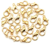 24pc 12x7mm Lobster Claw Clasps, Light Gold