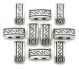 10pc 10x4mm 2-Strand Swirl-Patterned Spacer Bar Beads, Antique Silver