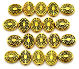 20pc 11x9mm Ancient-Patterned Oval Spacer Beads, Antique Gold