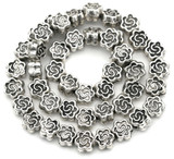Approx. 8" Strand (about 44pc) 5mm Flower Spacer Beads, Antique Silver