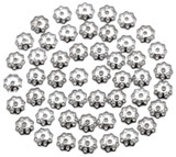 50pc 5mm Stainless Steel Flower Bead Caps