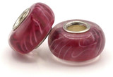 Approx. 14x8mm Lampwork Glass Metal-Lined Rondelle Charm Bead, Mulberry Swirl