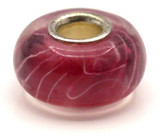 Approx. 14x8mm Lampwork Glass Metal-Lined Rondelle Charm Bead, Mulberry Swirl