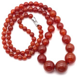 Approx. 15" Strand 6-14mm Carnelian Graduated Round Beads w/Brass Screw Clasp