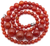 Approx. 15" Strand 6-14mm Carnelian Graduated Round Beads w/Brass Screw Clasp