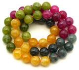 Approx. 15" Strand 8mm Quartz (Dyed) Round Beads, Multicolor Mix