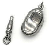 CLOSEOUT: 19x8mm Gunmetal-Plated Brass Bayonet Clip Clasp (Accidental 925 Stamp)