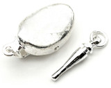 CLOSEOUT: 19x8mm Brass Bayonet Clip Clasp, Silver (Uneven Finish)