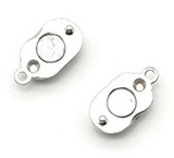 17x8mm Wavy Oval Super-Hold Magnetic Clasp, Silver