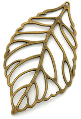 90x50mm Cutout Wavy Leaf Pendant, Antique Bronze