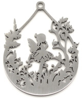35x27mm Stainless Steel Laser-Cut Floral Fairy Teardrop Pendant