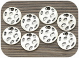 8pc 14mm Hammered Round Charms, Antique Silver