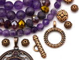 Amethyst & Antique Copper Bundle - Beads, Pendant, & Clasp