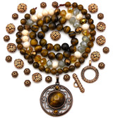 Tigereye & Antique Copper Bundle - Beads, Pendant, & Clasp