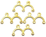 4pc 17x9mm 18k Gold-Plated Stainless Steel 2-to-3 Loop Arched Chandelier Connectors