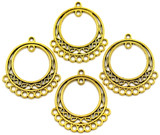 4pc 37x34mm Round Chandelier Links, Antique Gold